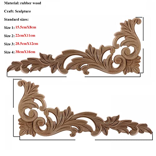 Natural Floral Wood Carved Wooden Figurines Corner Appliques Frame Wall Door Furniture Wood Carving Decorative 10cmX55cm F679