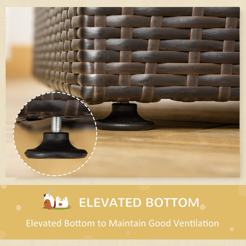 Elevated Rattan Pet Sofa with Waterproof Cushion O904