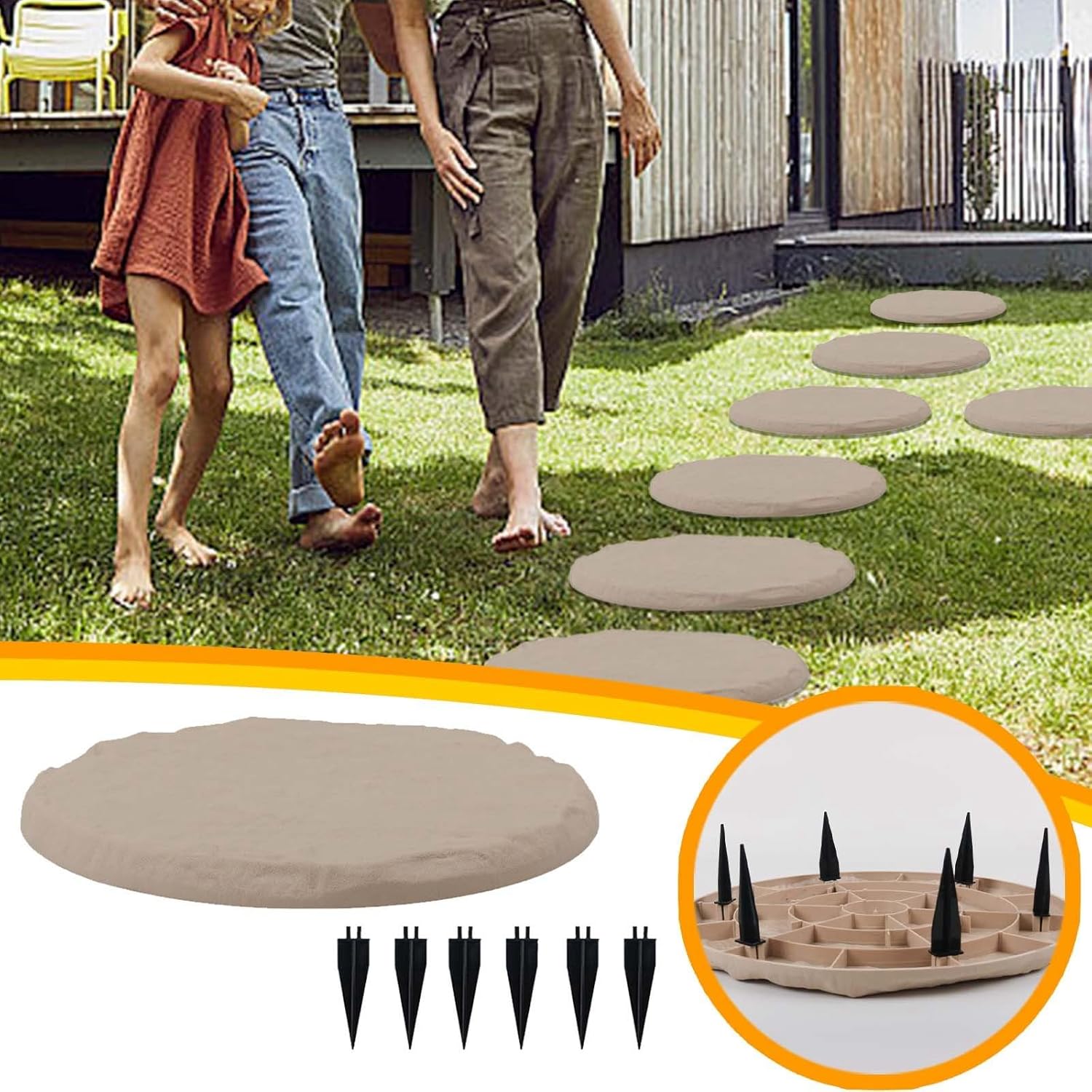 Beige Limestone Resin Garden Stepping Stones Z4246
