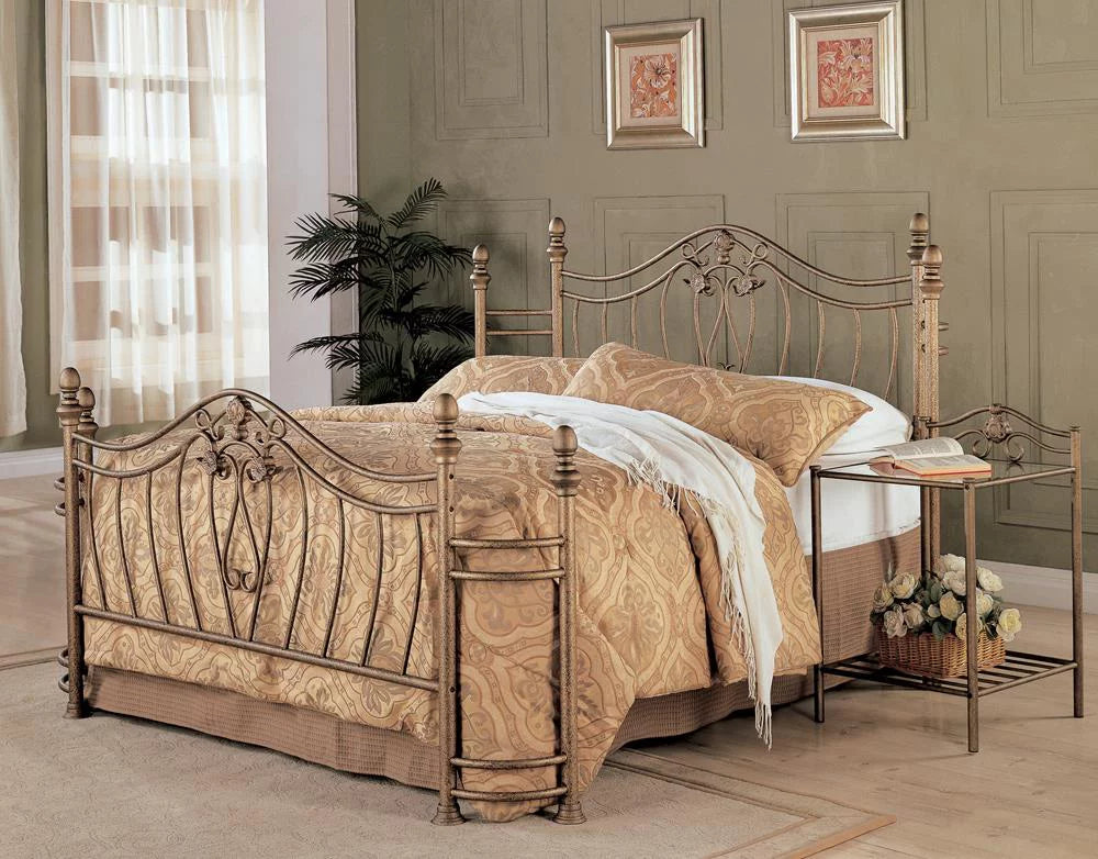 Queen Bed Antique Brushed Gold E175