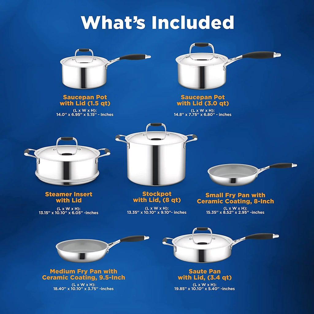 16-Piece Non-Stick Ceramic Cookware Set with Nylon Utensils D882