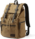 Canvas Vintage Casual Daypack Backpack, Water Resistant Lightweight 14 Inch Laptop Rucksack Hiking Bag, Khaki F849