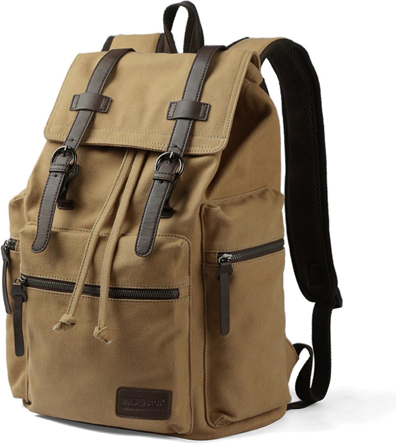 Canvas Vintage Casual Daypack Backpack, Water Resistant Lightweight 14 Inch Laptop Rucksack Hiking Bag, Khaki F849