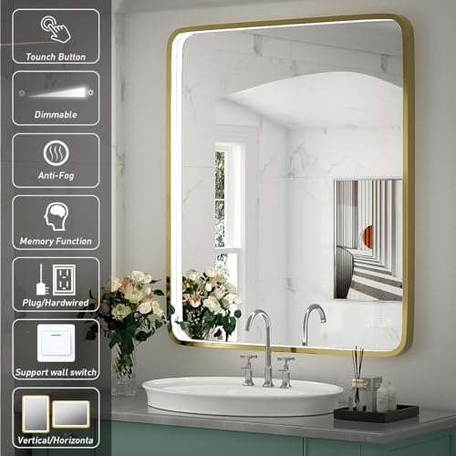 Black Metal Frame LED Bathroom Mirror N89881