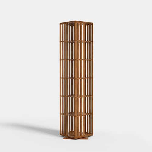 Walnut 6 Tier Bamboo Rotating Bookshelf E80129