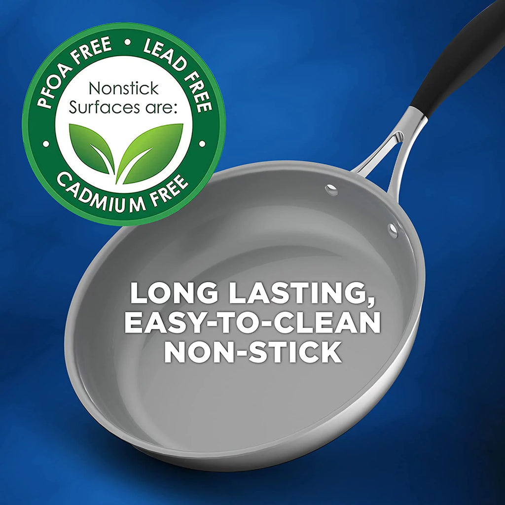 16-Piece Non-Stick Ceramic Cookware Set with Nylon Utensils D882