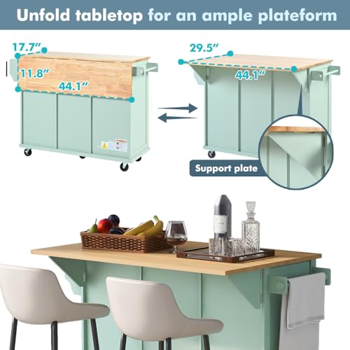 White Rolling Kitchen Island with Storage Cabinet and Drawers B916947