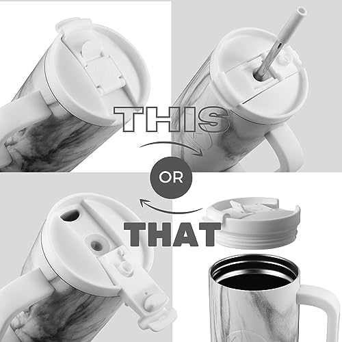 40 oz Stainless Steel Insulated Tumbler with Handle and Straw Q687474