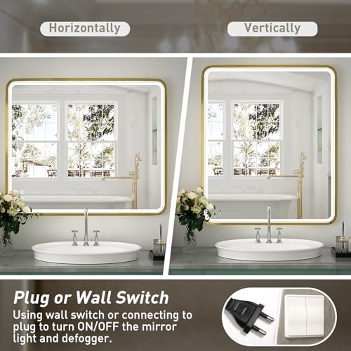 Black Metal Frame LED Bathroom Mirror N89881