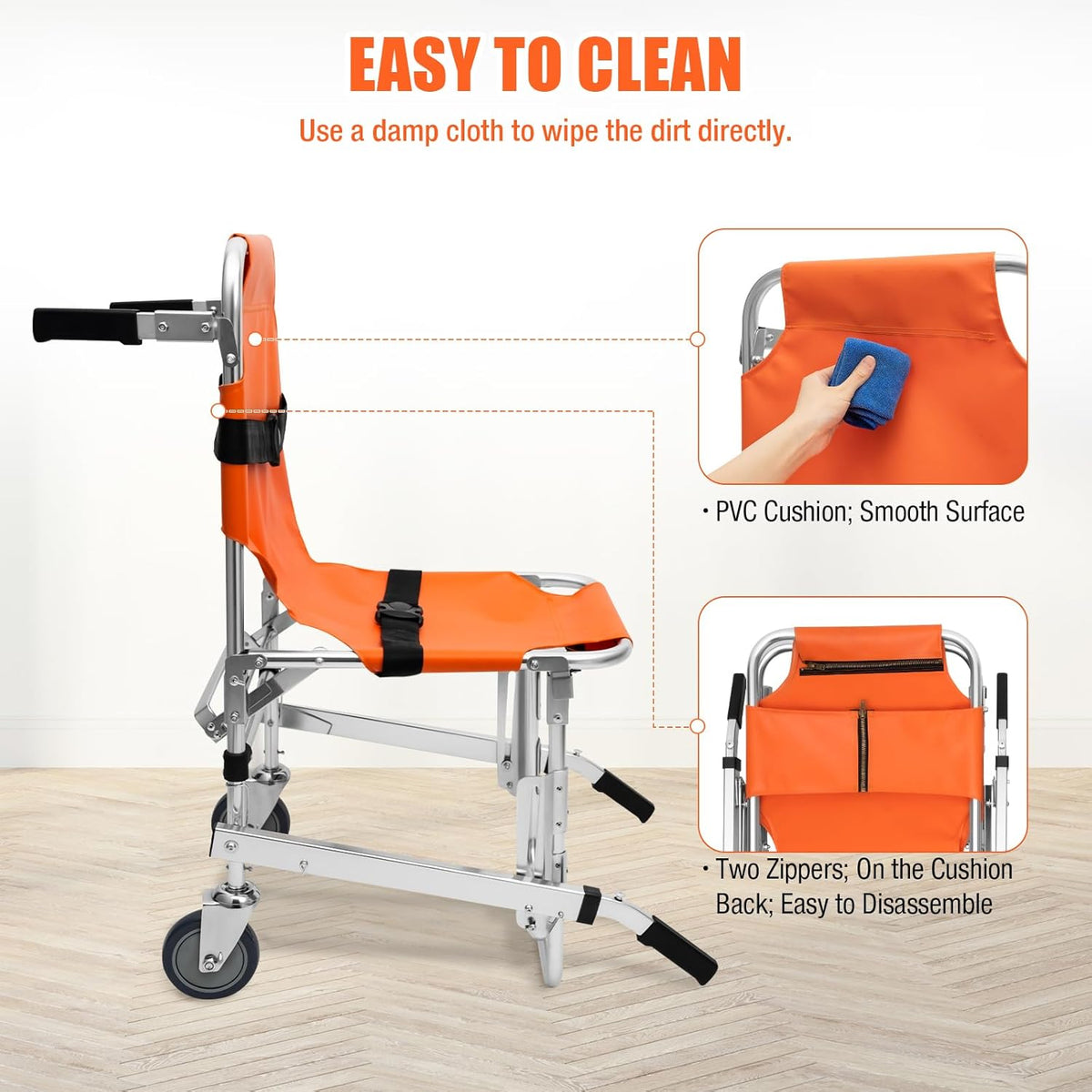 Orange Foldable Transport Wheelchair T56898