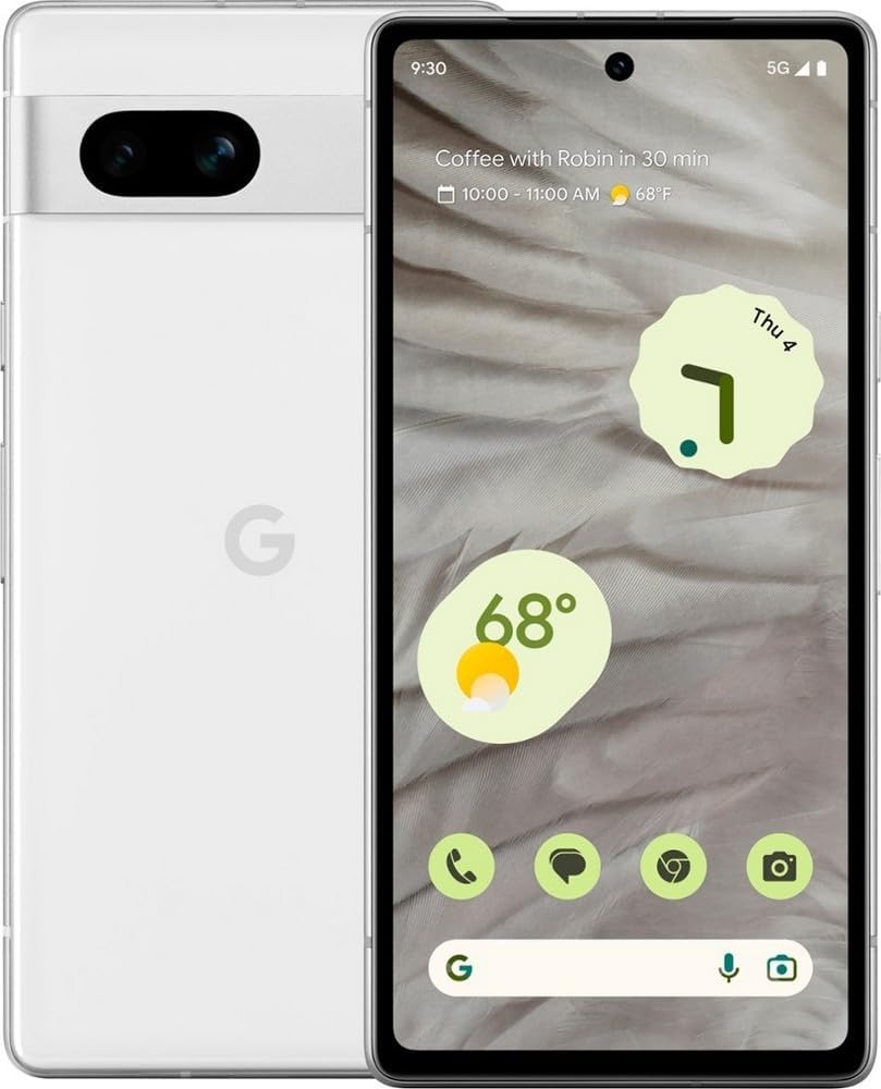Unlocked Android Cell Phone with Wide Angle Lens and 24-Hour Battery - 128 GB - Snow G1308