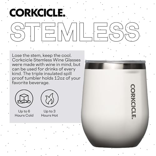 Stemless Insulated Wine Glass Tumbler, Gloss Powder Blue, 12 oz, Stainless Steel O55888