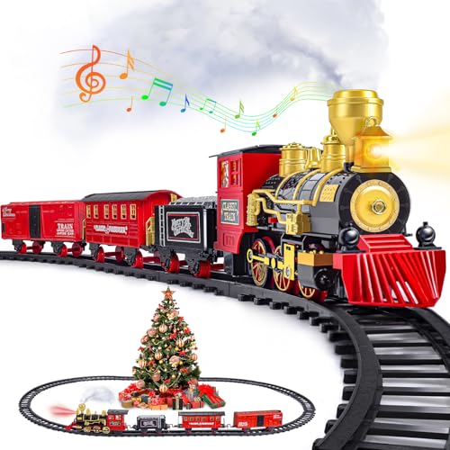 Electric Train Toy with Steam Locomotive, Tracks, Lights & Sound X5303