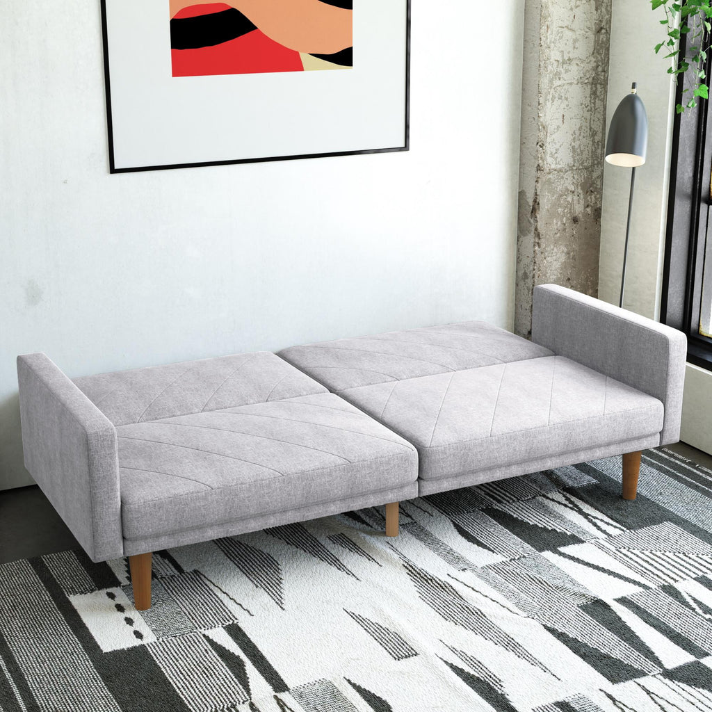 Light Gray Linen Convertible Sofa Bed with USB Port J915393
