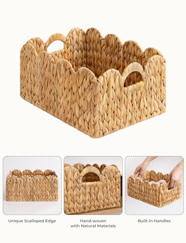 Scalloped Wicker Basket with Handles, Set of 2 W48554