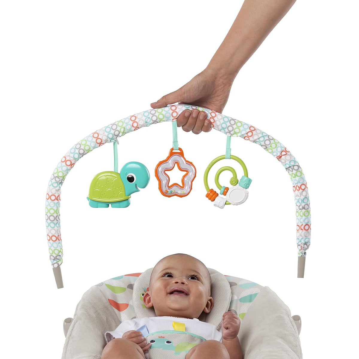 Baby Bouncer Infant Seat with Vibrations, Music, Removable Toy Bar J5007
