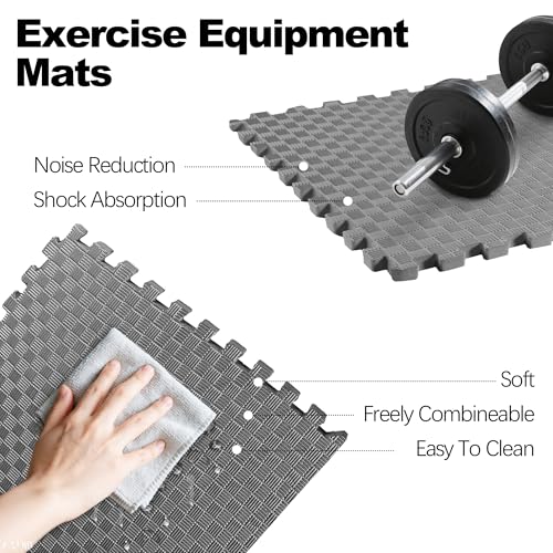 1" Thick EVA Interlocking Foam Gym Flooring Mat, Black (24 Sq Ft) O970102
