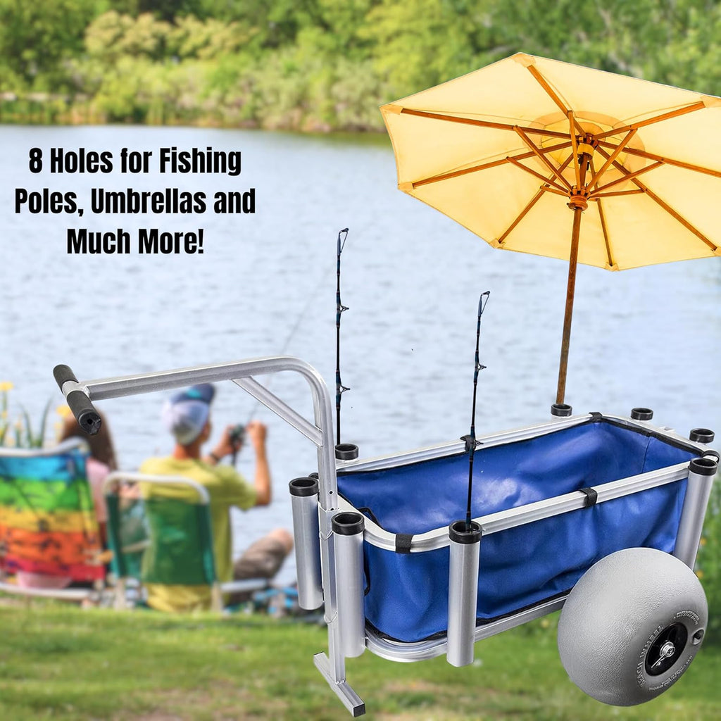 Heavy Duty Aluminum Fishing Cart with Large Wheels, 35" x 16" Basket E37777