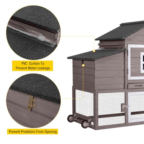 Red with White Wooden Chicken Coop with Wheels Z115328