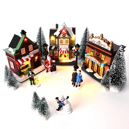 17 PCS Pre-Lit Christmas Village Set Z56490