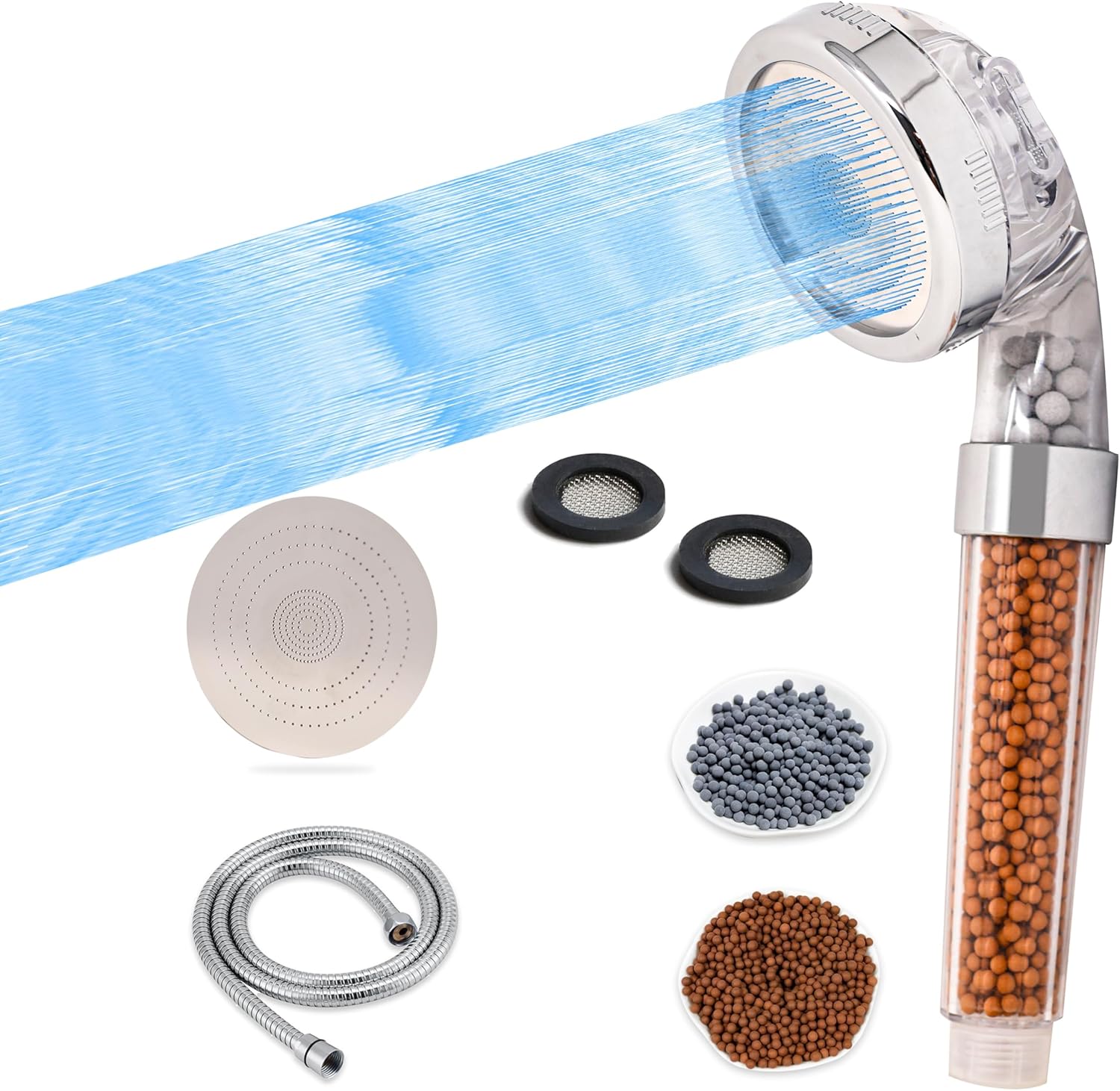 Shower Head with Triple Filtration Handheld Shower Head 3 Modes Adjustable Shower Head with Mineral Stones R45005