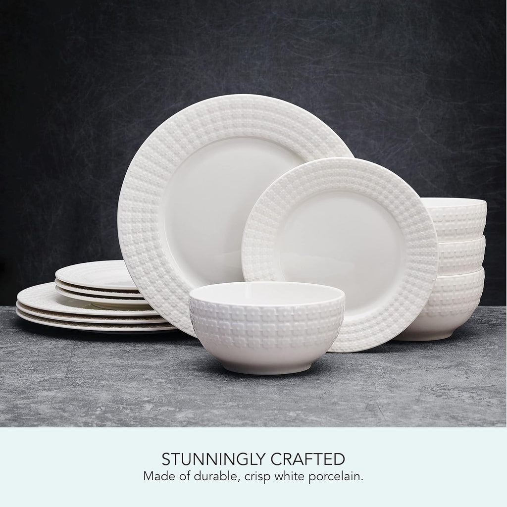 12 Piece White Dinnerware Set M632