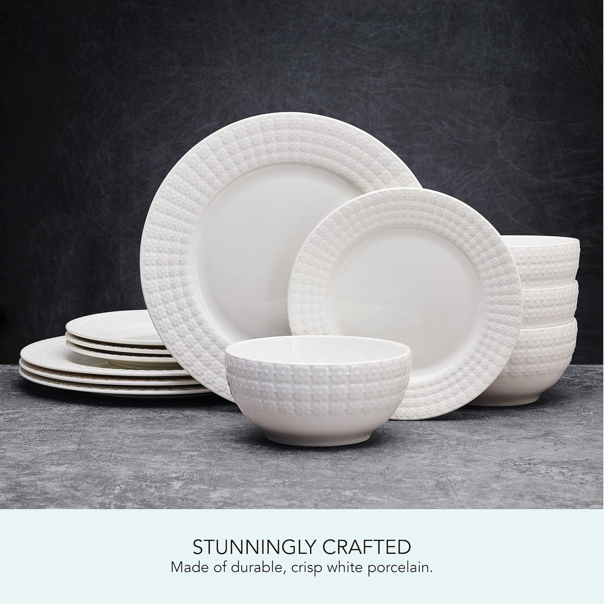 12 Piece White Dinnerware Set M632