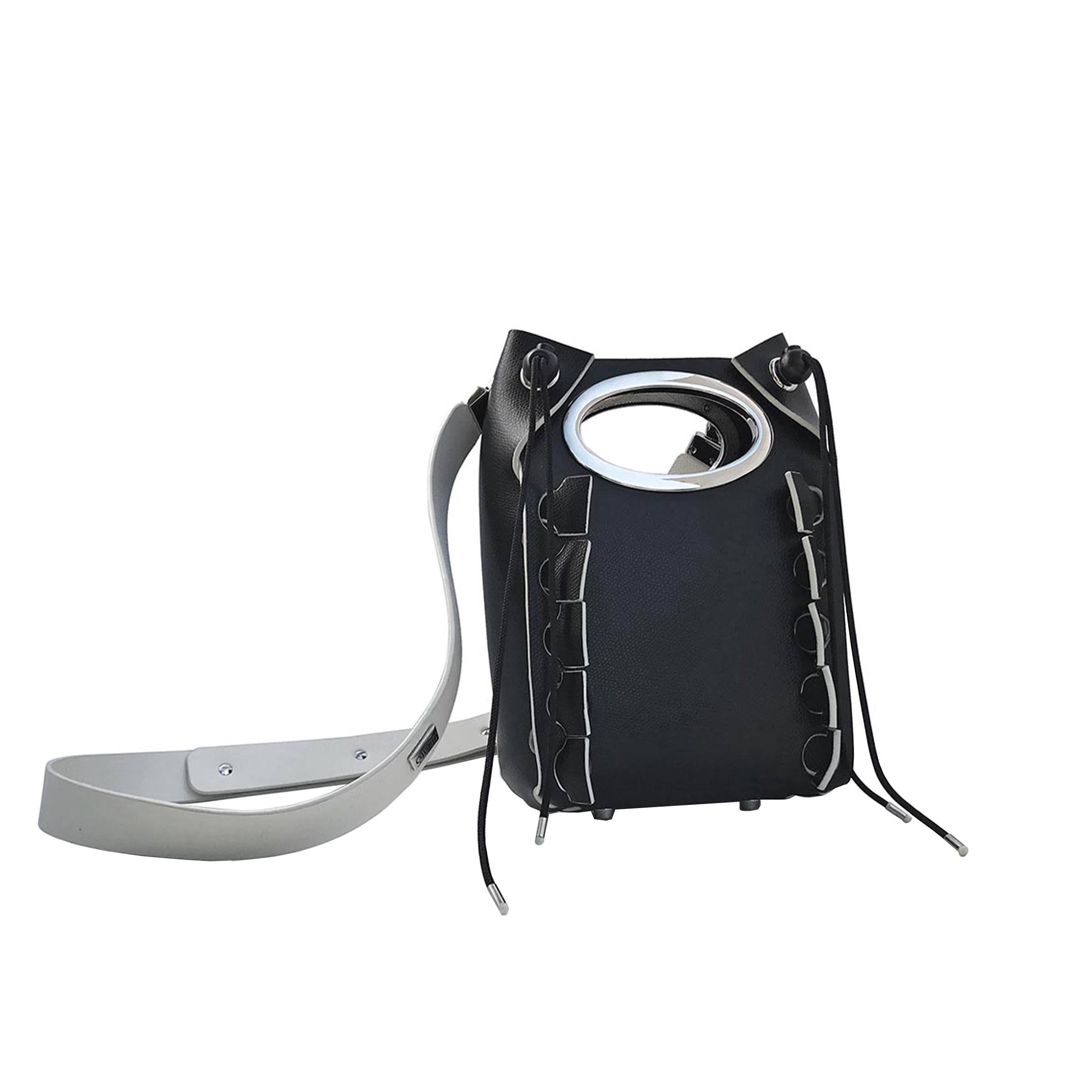 Black Leather Shoulder Bag Flask H230454