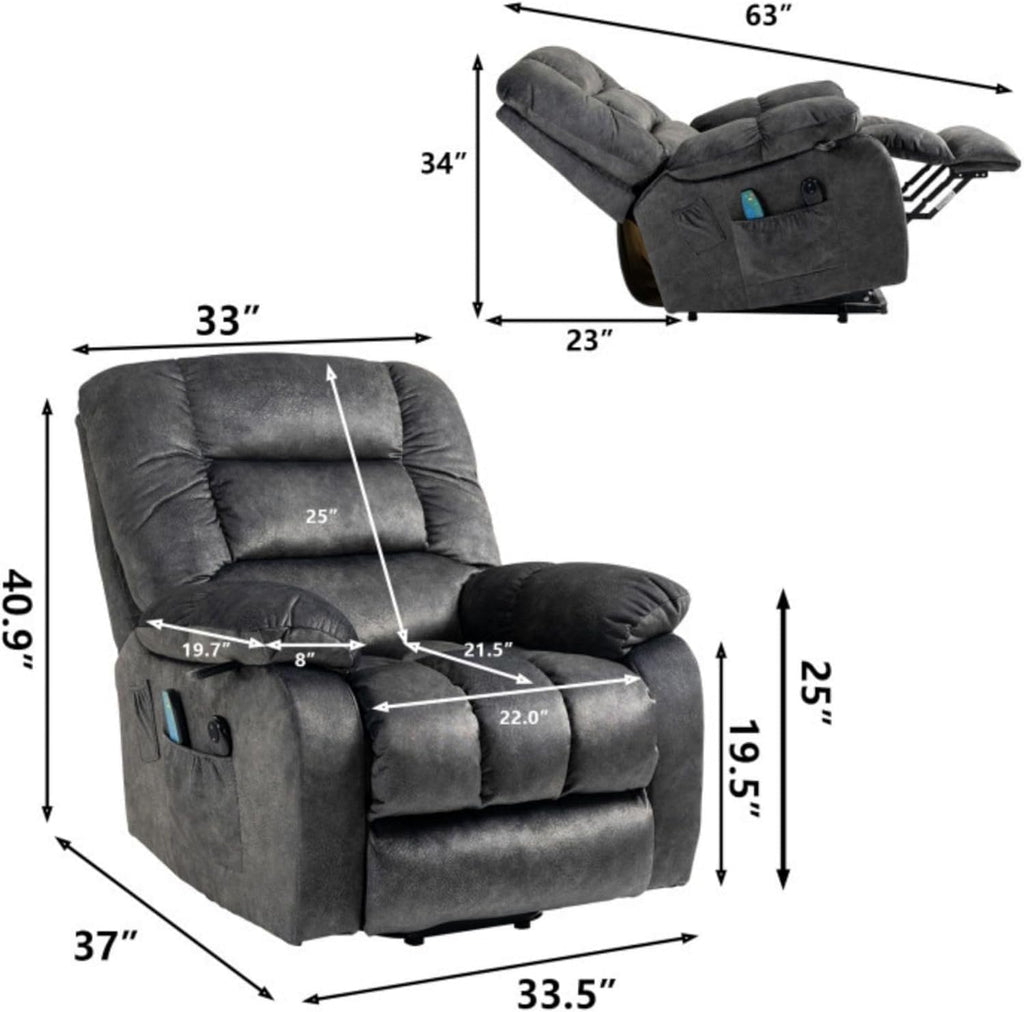 Oversized Dual Motor Lift Recliner with Heat and Massage K846979