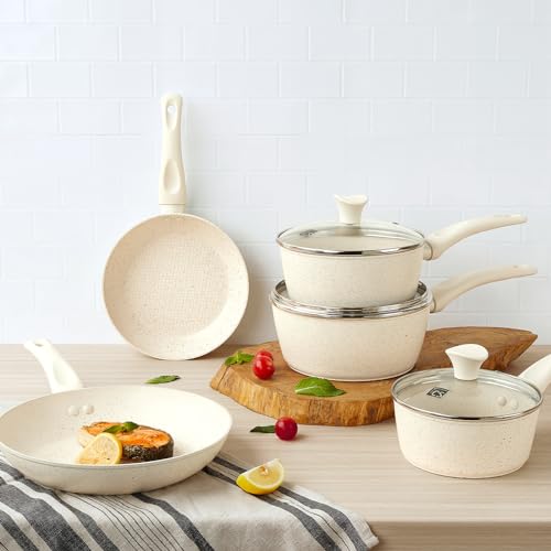White 10 Inch Nonstick Marble Frying Pan I726