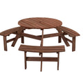 6-Person Circular Outdoor Wooden Picnic Table with 3 Built-in Benches K5521