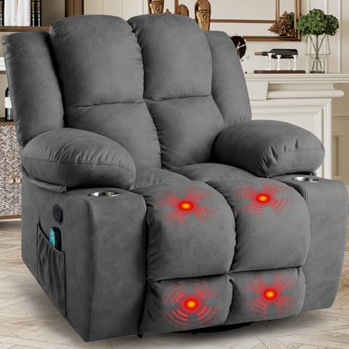 Oversized Power Lift Recliner Chair with Massage, Dark Grey W8354