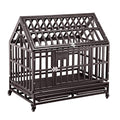 Brown Heavy Duty Dog Cage Crate Kennel with Four Wheels 38 inch I7020