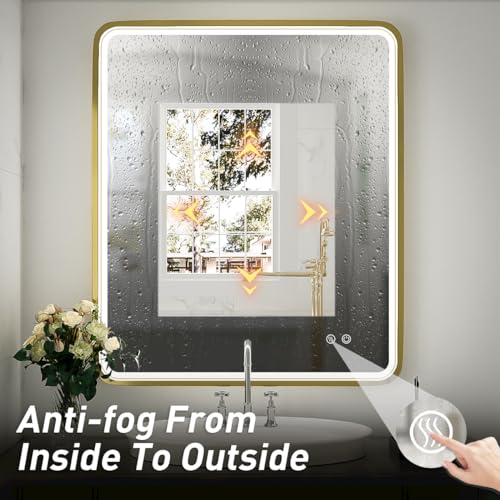 Black Metal Frame LED Bathroom Mirror N89881