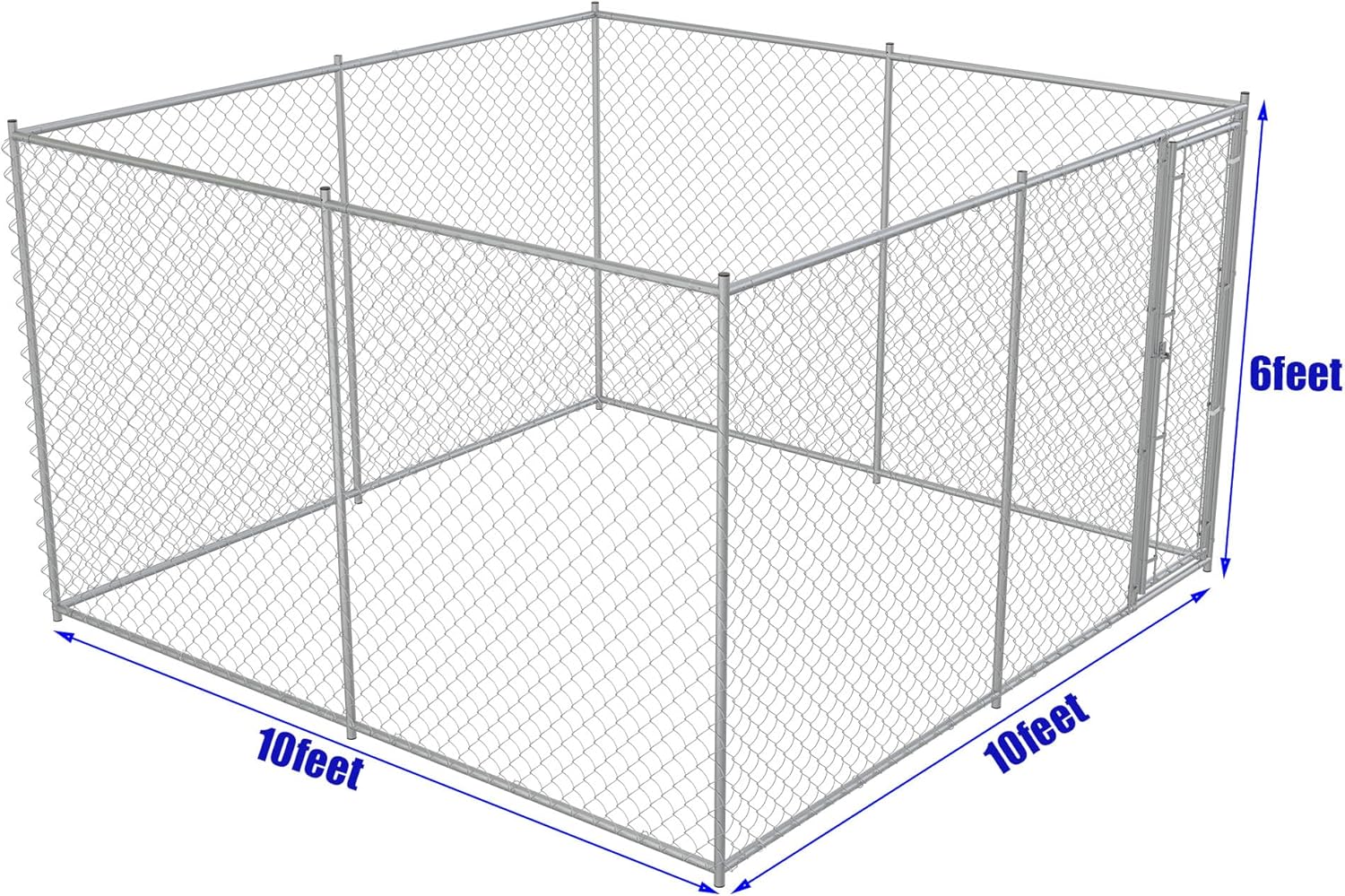 Large Dog Kennel Outdoor Heavy Duty Galvanized Chain Link Metal Dog Pen Enclosure W31159