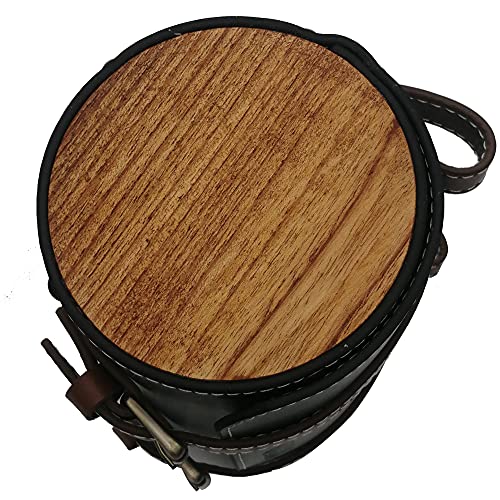 Black Leather Bike Handlebar Bag with Wood Under Seat F773065