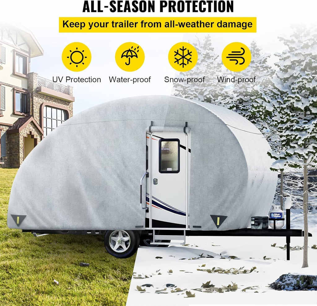 Upgraded Non-Woven 4 Layers Teardrop Trailer Cover with Storage Bag I402497