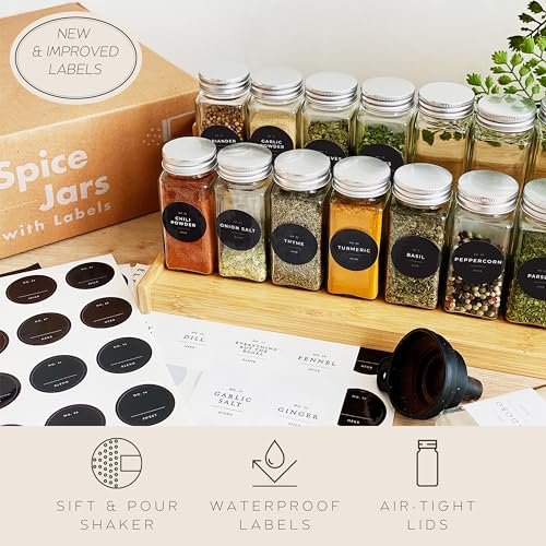 4 oz Clear Empty Spice Jars with Labels and Shaker Lids S2623