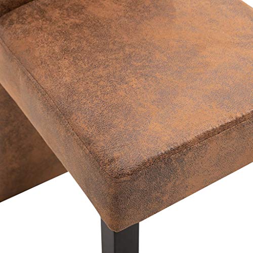 Brown Faux Suede Leather Dining Chairs 4 pcs K858