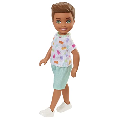 Chelsea Doll with Long Blonde Hair & Blue Eyes Wearing Removable Purple Flowered Dress & Yellow Shoes O737577