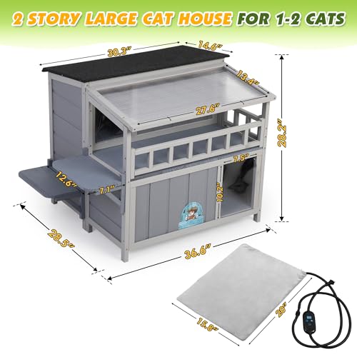 Gray 2-Tier Wood Cat House D304