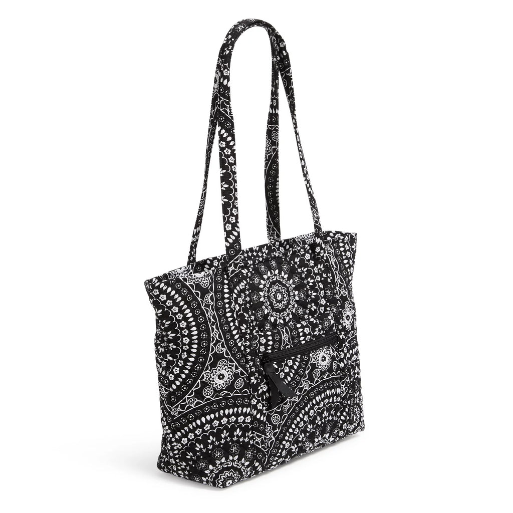 Black Bandana Medallion Recycled Cotton Small Tote Bag X9628