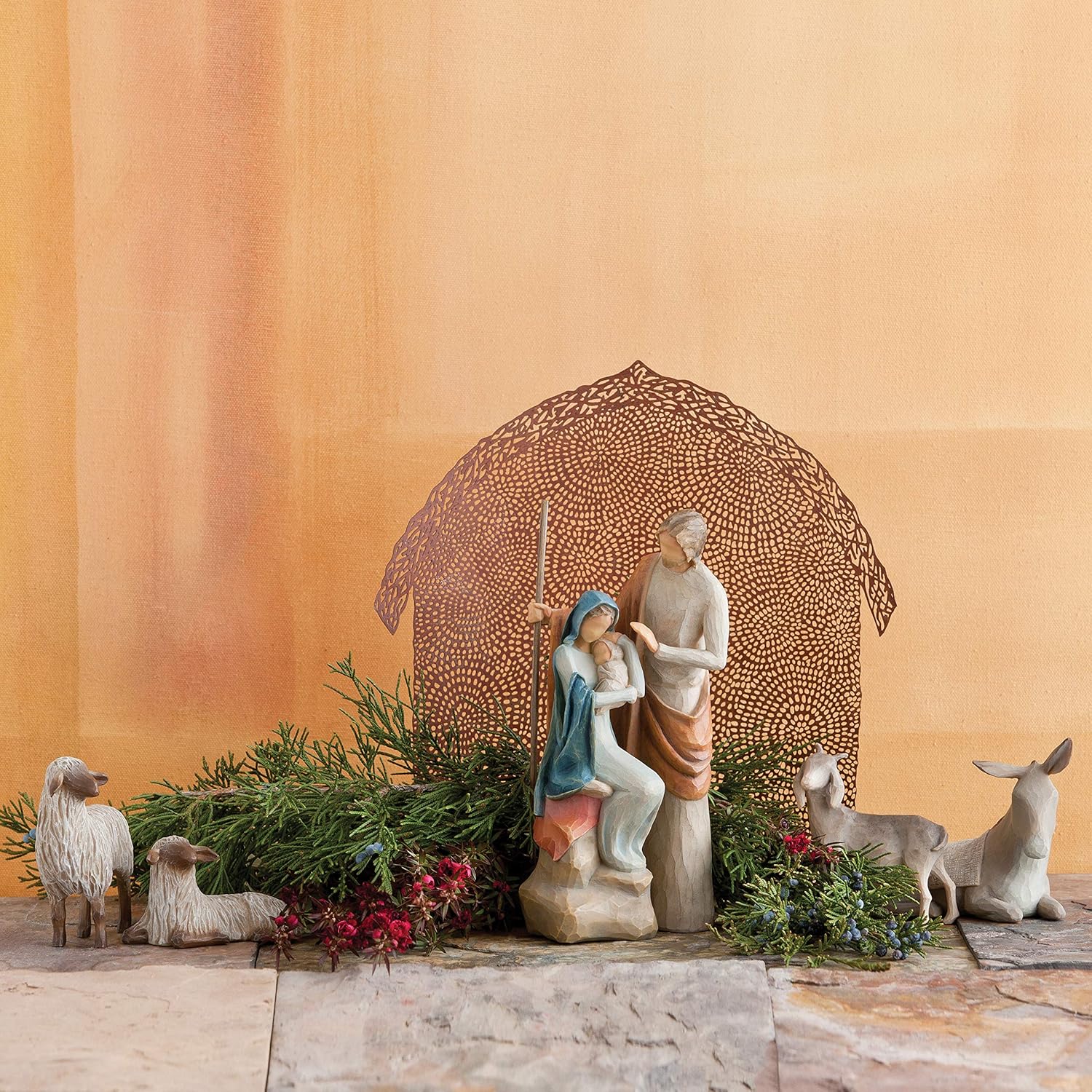 pierced-metal nativity backdrop U403