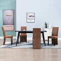 Brown Faux Suede Leather Dining Chairs 4 pcs K858