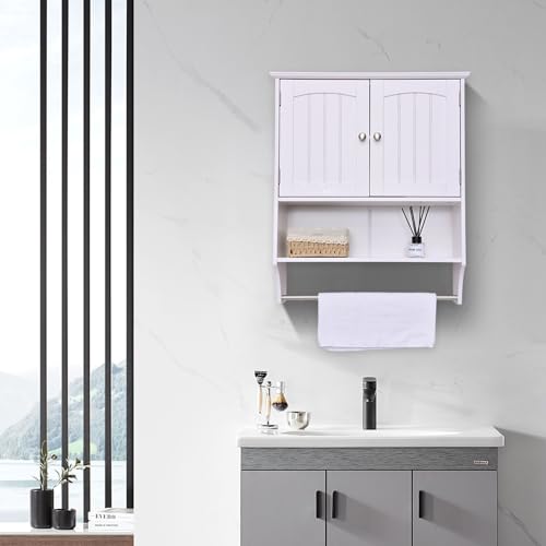Bathroom Wall Cabinet with Towel Bar Storage Cabinet P52877