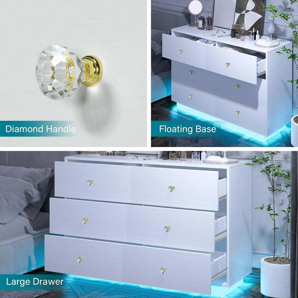 White 6 Drawer Dresser S880