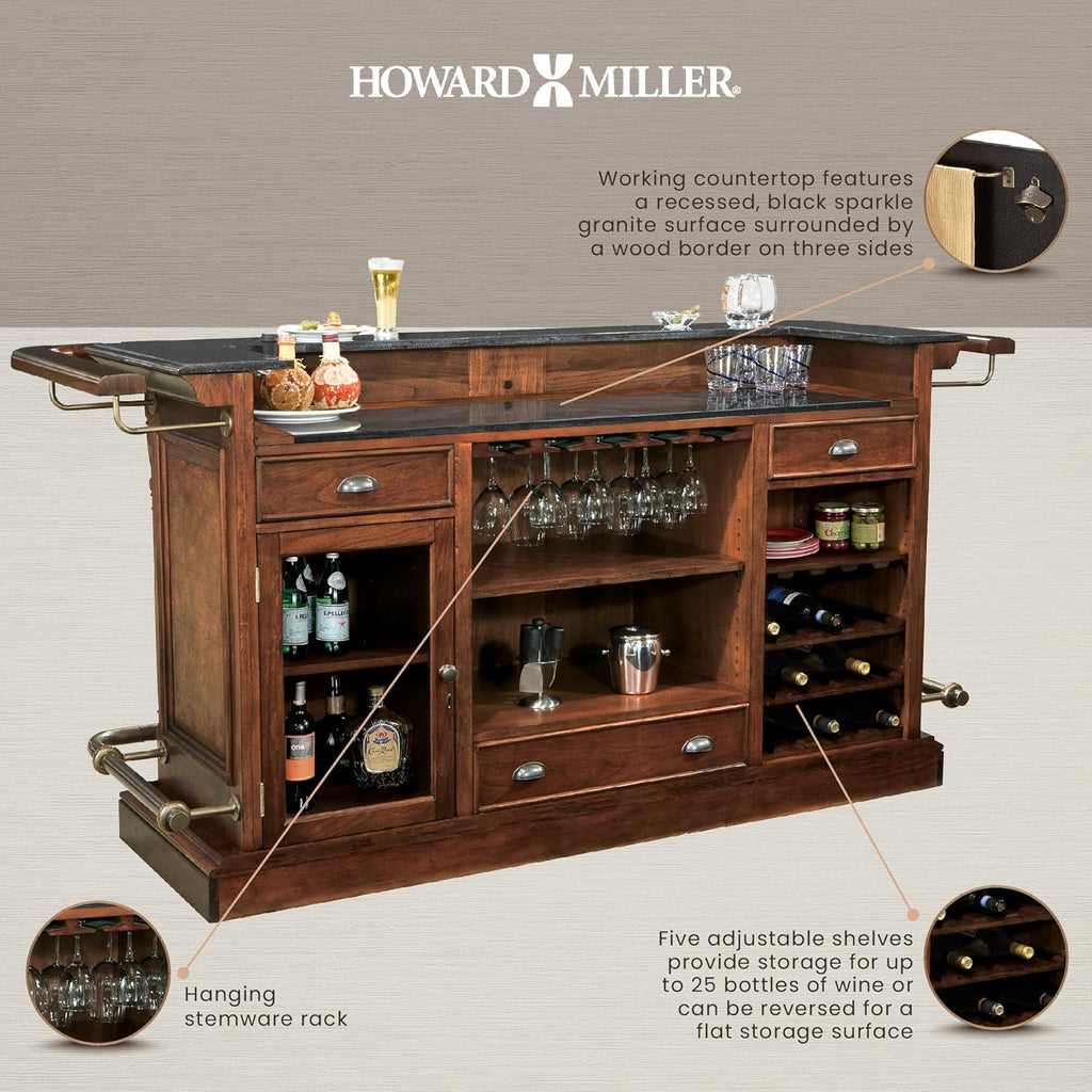 Hampton Cherry Finish Bar with 25 Wine Bottle Storage Y15193
