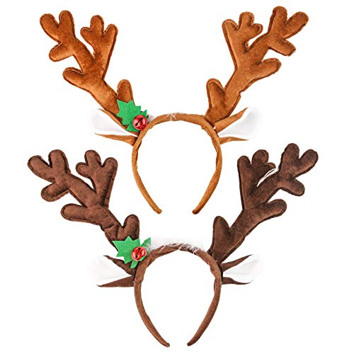 Reindeer Antlers Headband, 2PCS Deer Antlers with Bells H86482
