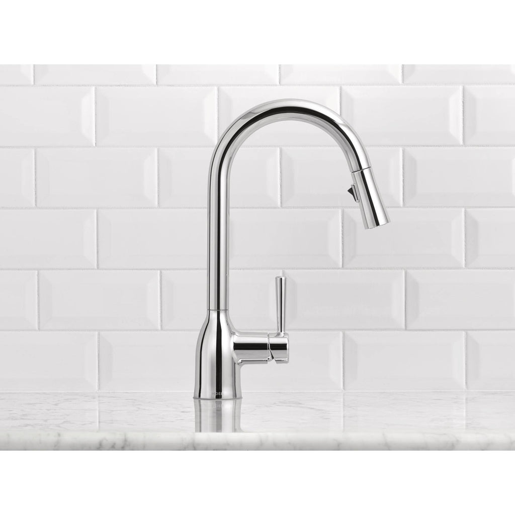 Adler Pull Down Single Handle Kitchen Faucet with Power Clean Finish: Spot Resist Stainless S429
