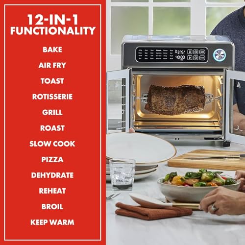 Extra Large French Door Air Fryer Toaster Oven Combo, Stainless Steel, 26QT Capacity O7322